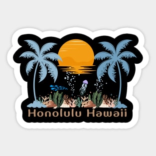Hawaii Honolulu Paradise Island Sunset Sticker
